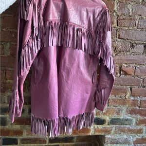 Vintage Mauve Fringe Authentic Leather Jacket